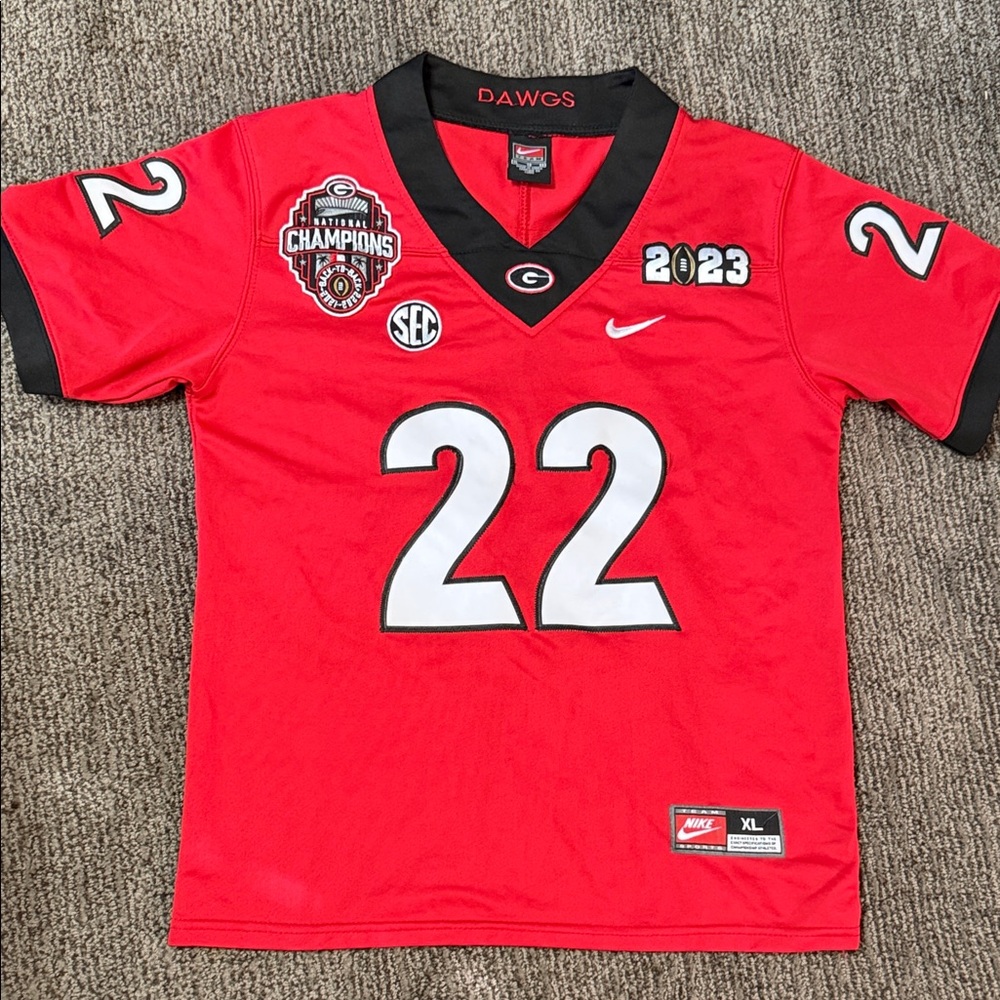 Nike Red Georgia Bulldogs #22 Bullard Youth Football Jersey with Black Trim